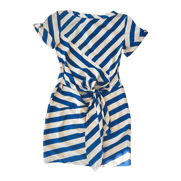 Size 2 100% Silk Diane Von Furstenburg Striped Leron Dress Short sleeves - Picture 6 of 13
